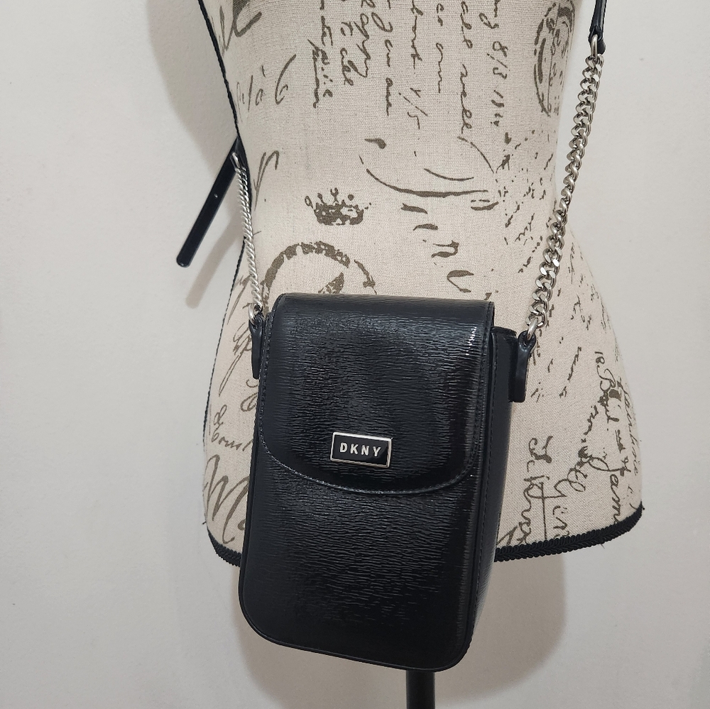 DKNY Black Mini Crossbody Bag With Half Chain Strap